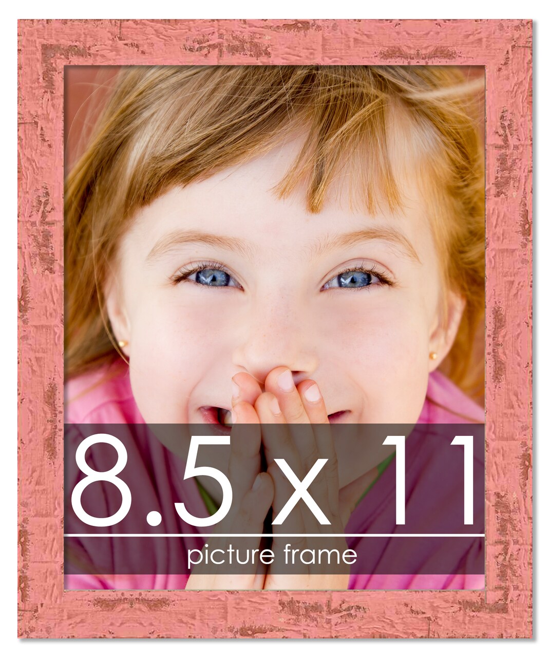 Photo Size Shabby Chic Pink Picture Frame - UV Acrylic, Foam Board Backing, Hanging Hardware